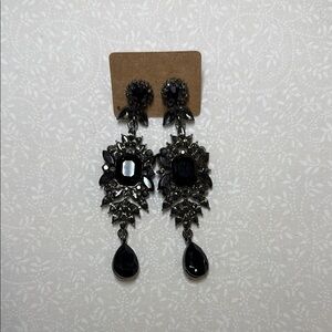 Black‎ Chandelier Earrings with Teardrop Crystals